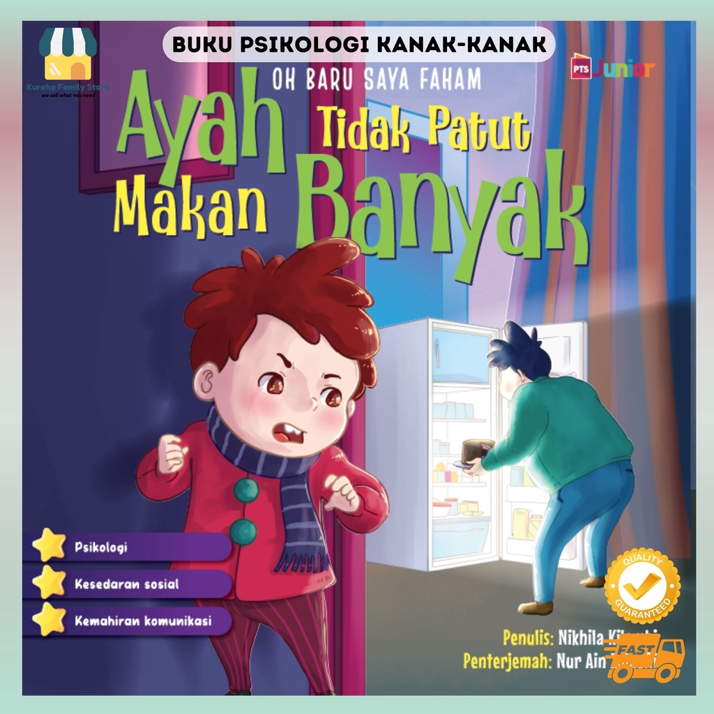 Buku Cerita Siri Oh Baru Saya Faham : Ayah Tidak Patut Makan Banyak Komik Psikologi Kanak-kanak PTS Junior