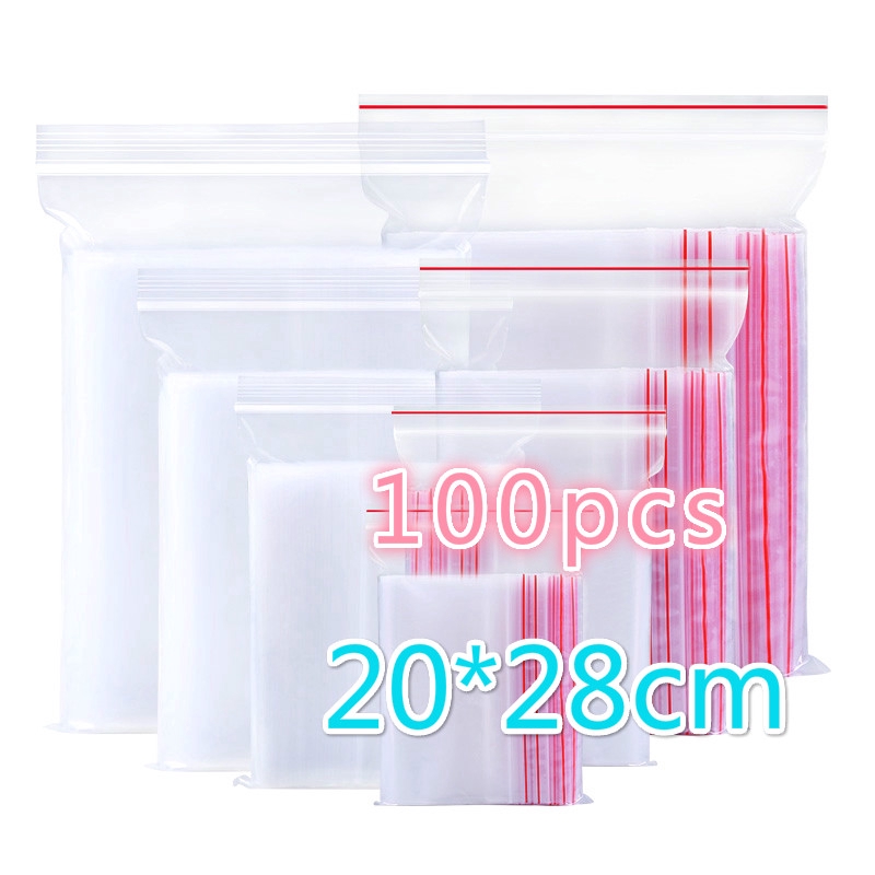 100pcs Resealable Clear Plastic Seal Zip Lock Bags Poly Ziplock Bag Reclosable