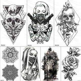 Large Arm Sleeve Tattoo Tiger Skull Owl Waterproof Temporary Tatto Sticker Fox Lion Body Art Full Fake Tatoo Women Men Shopee Malaysia