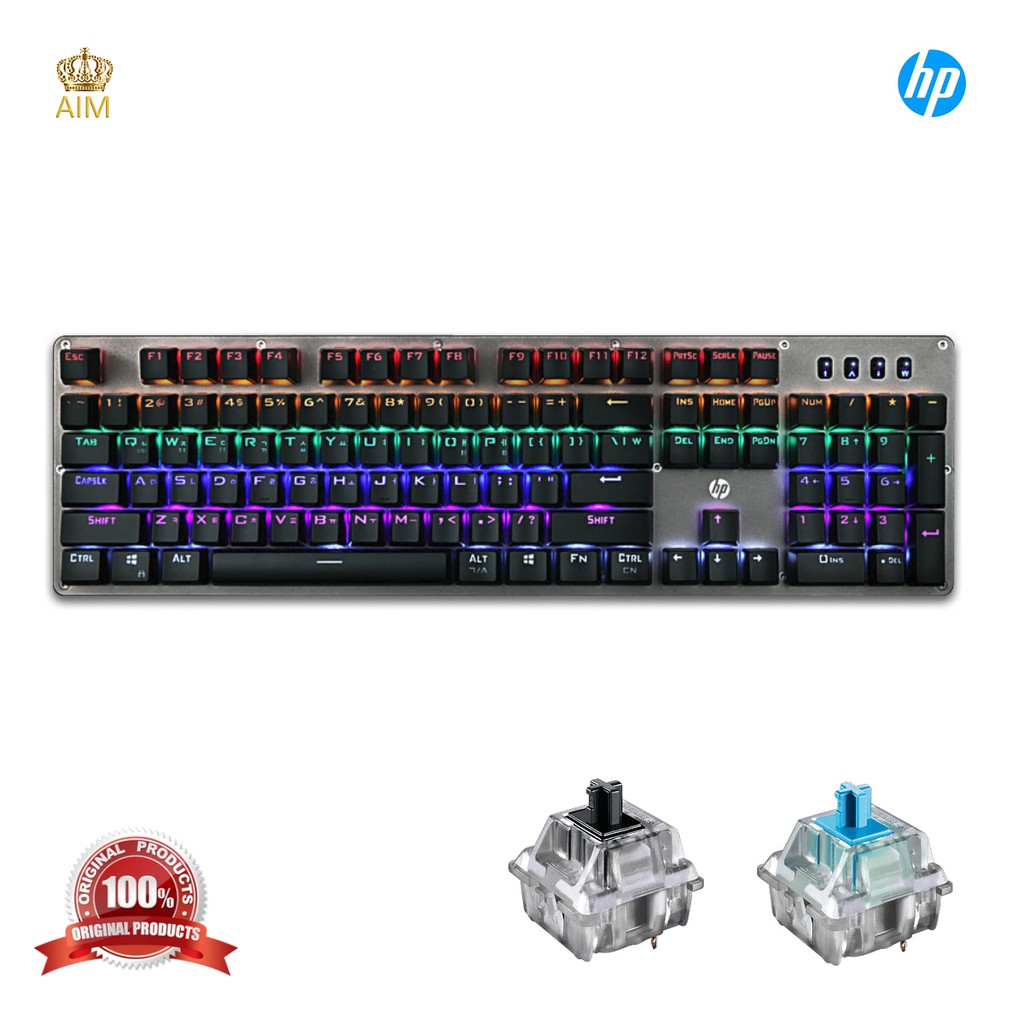 HP GK100 Mechanical Keyboard Wired RGB Backlight Gaming Keyboard (Adjustable LED Light) Black