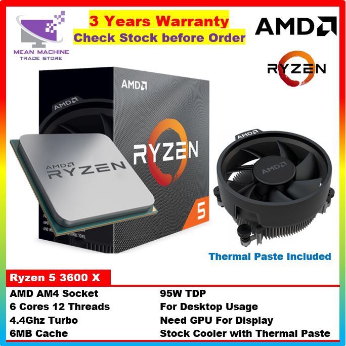 Ryzen 5 3600/3600X 6 Cores 12 Threads 4.2GHz AMD AM4 Socket Gaming ...