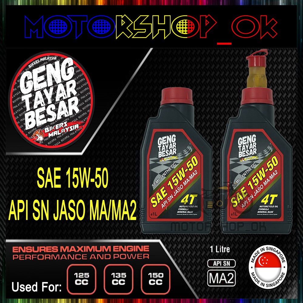 GTB GANG TAYAR BESAR Semi Synthetic Motor ENGINE Oil 15W50 4T [NEW