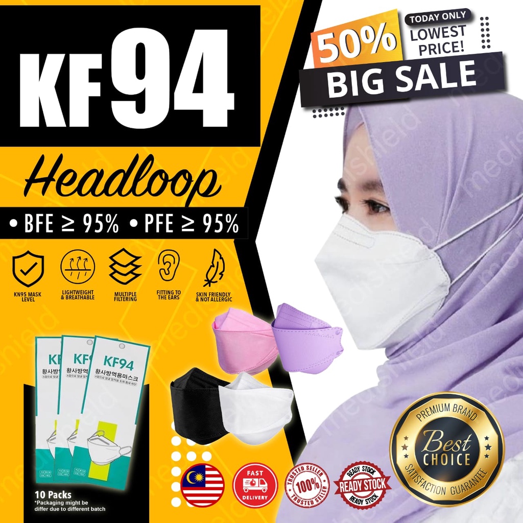 kf94 Mask Head Loop Mask Hijab Mask Headloop Mask 4 Ply Mask kf94 non