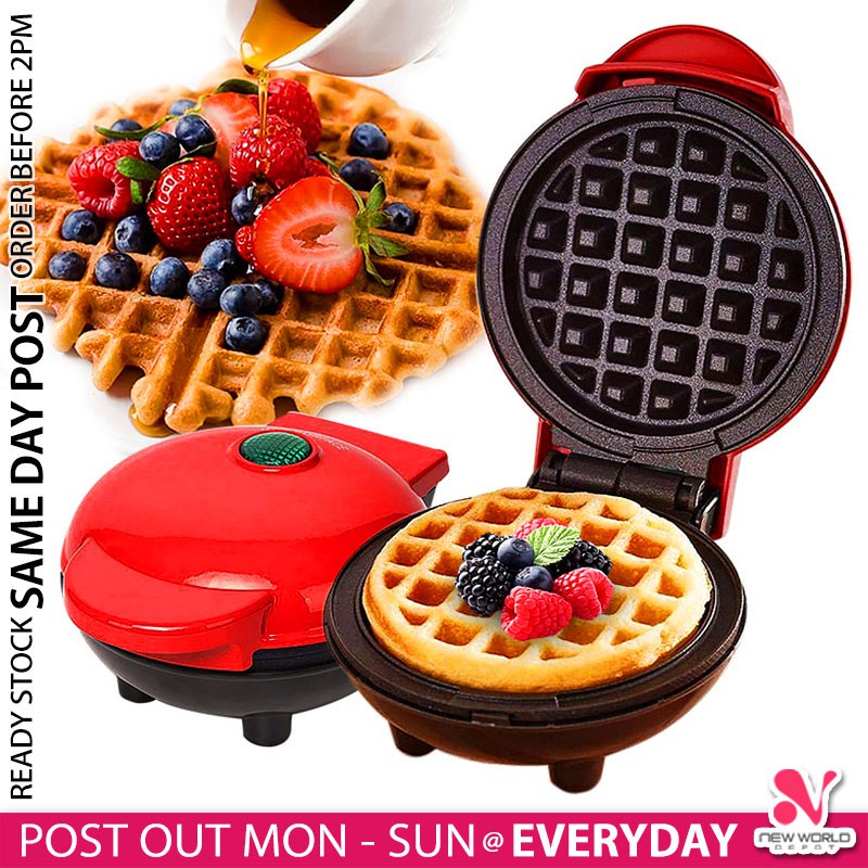 《 》 Mini Waffle Maker Non Stick Waffler Machine Cake Pancake Sandwich Egg Cookies Baking Bakeware Mesin Wafel 华夫饼机