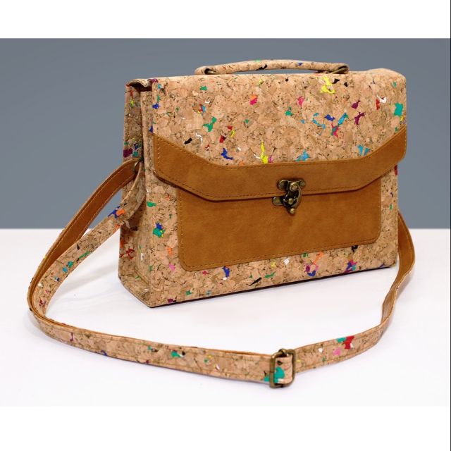 Cork Crossbody 1 Button Hand Bag Sling Strap Handmade Stylish Eco-Friendly & Sustainable Materials