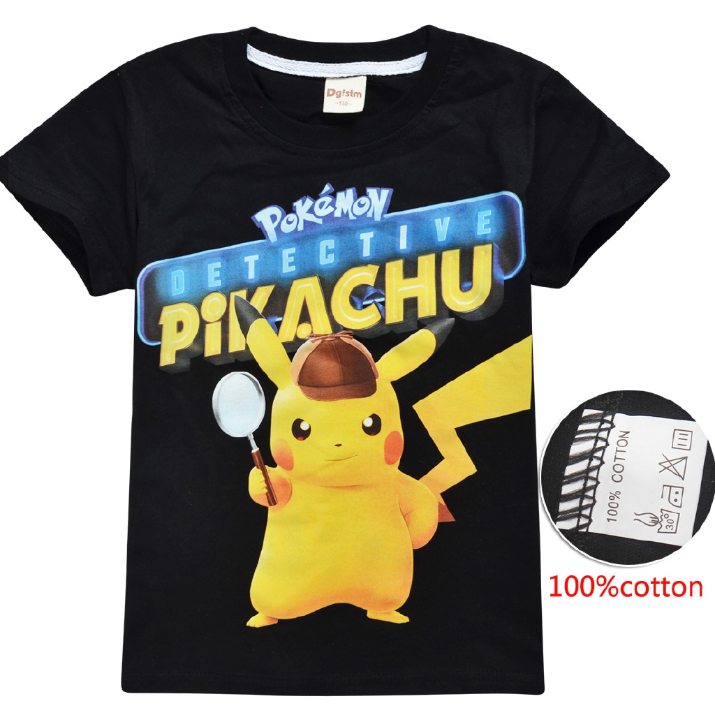 L S Children T Shirt Pokemon Detective Pikachu Movie Short Sleeved Clothes Kid Gift Shopee Malaysia - detective shirt 100 sold roblox