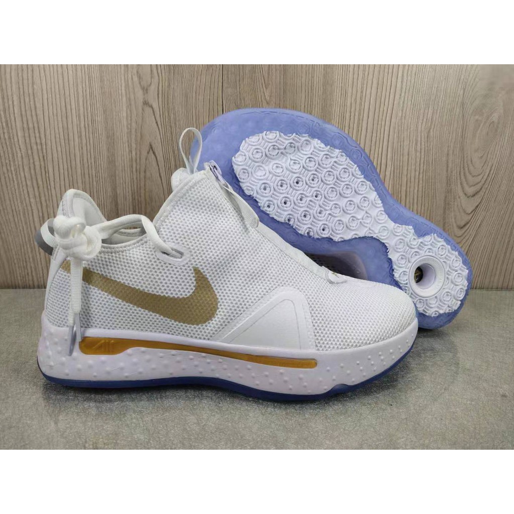 paul george shoes white and gold