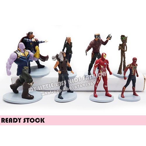8Pcs Avengers Infinity PVC Figure Cake Topper Ironman Thanos Spiderman