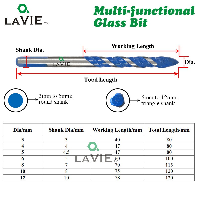 Craft Duty High Quality Multifunctional Glass Drill Bit 3/4/5/6/8/10/12mm Bits Ceramic Tile - Image 2