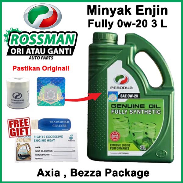 ORIGINAL PERODUA FULLY SYNTHETIC SAE 0W20 (3L) ENGINE OIL 