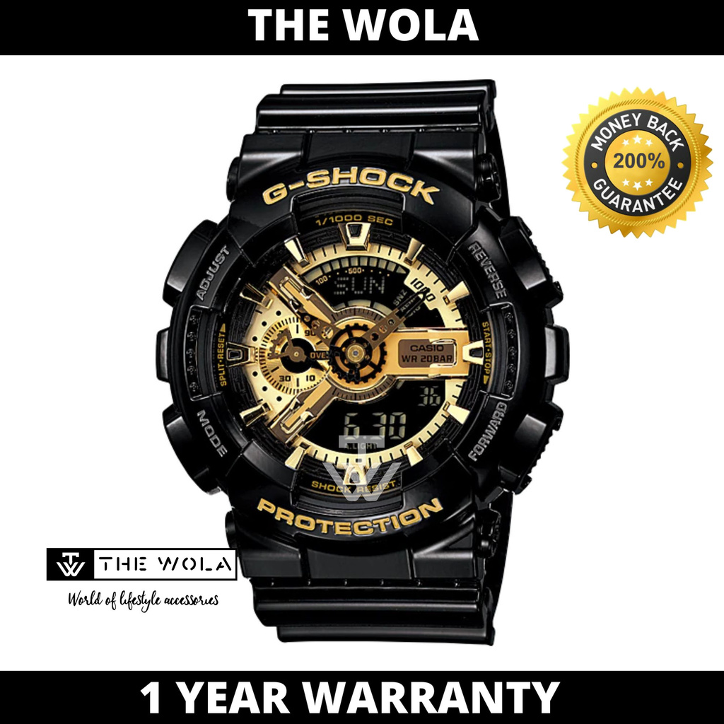 Casio G-Shock Men's Analog-Digital GA-110GB-1ADR Black &amp; Gold Series Resin Band Sport Watch