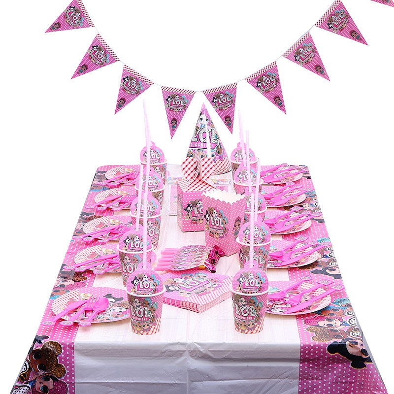 Lol Surprise Birthday Party Cup Plate Banners Table Cloth Napkins - roblox cup plate napkins table cover balloon banner