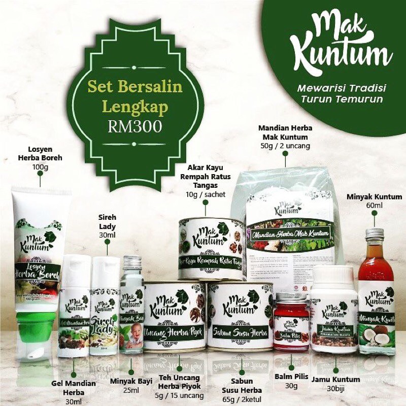 MAK KUNTUM Set Bersalin Ibu Berpantang Asas Lengkap Jamu 