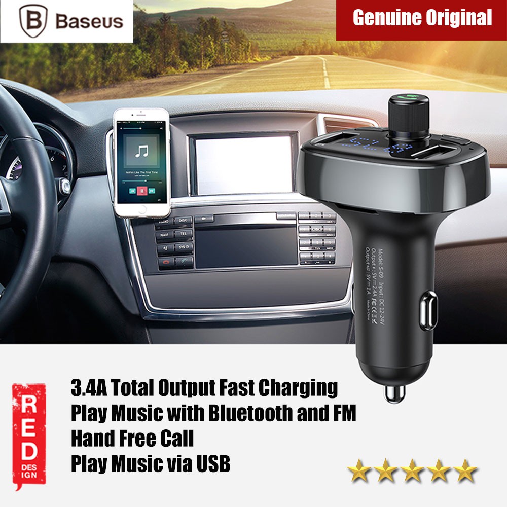 Baseus Bluetooth FM MP3 Player Car Voltage Monitor Car Charger For