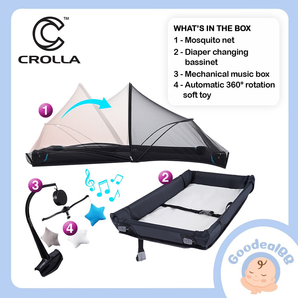 Crolla Ally Baby Playpen Accessories (Music Box, Diaper Changer, Mosquito Net, Toy Bar) Shopee