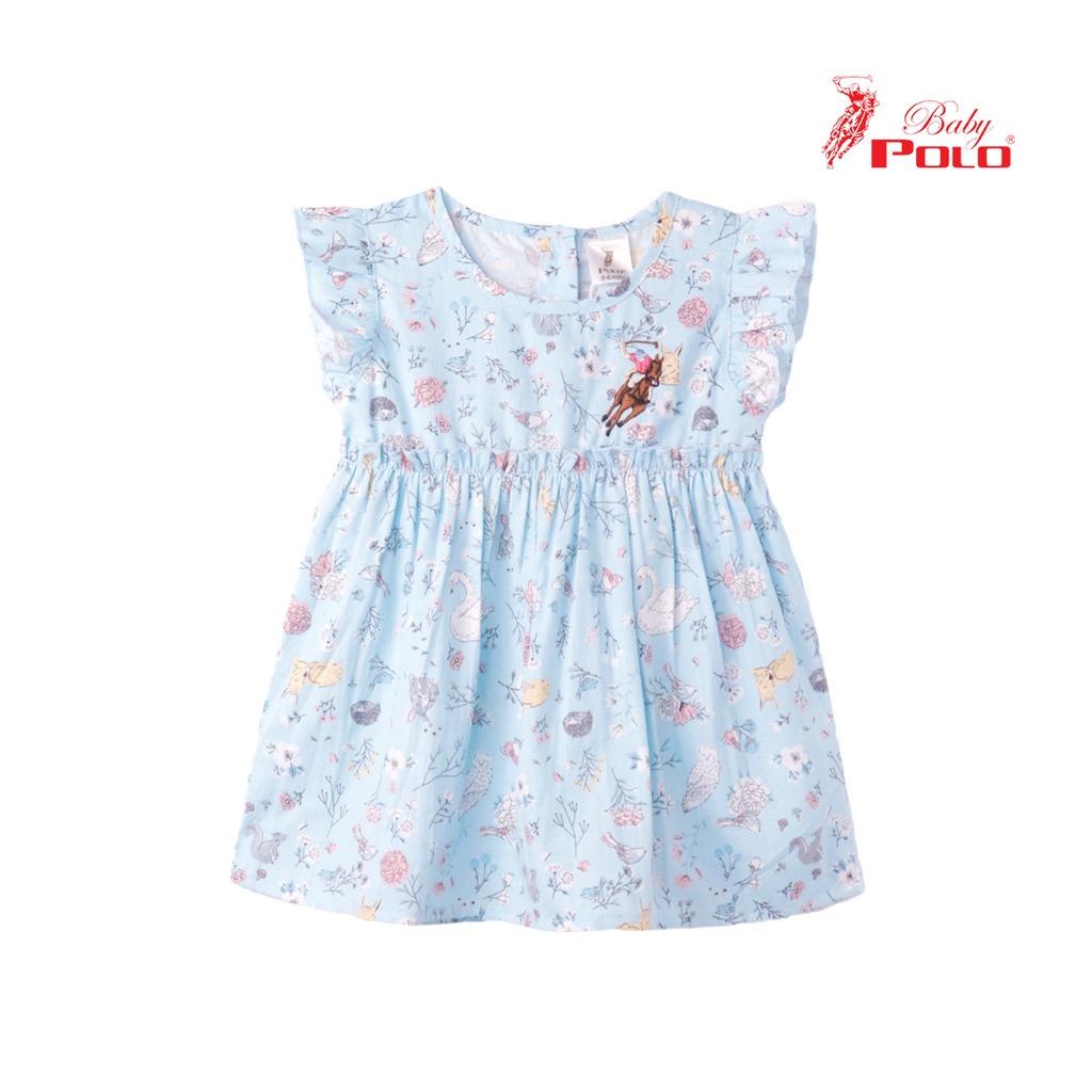 Baby Polo Girl Pastel Blue Ruffle Sleeve Floral Dress 10-700099