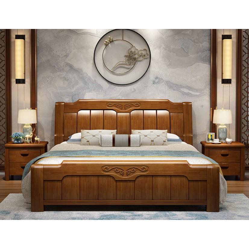 Classic Oak Bed Storage Function Modern, King Size Oak Bed Frame With Drawers