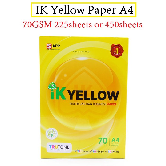 APP 高白色 コピー用紙 IK Yellow A4 白色度98% 紙厚0.101mm 4,500枚 450枚×10冊 値引