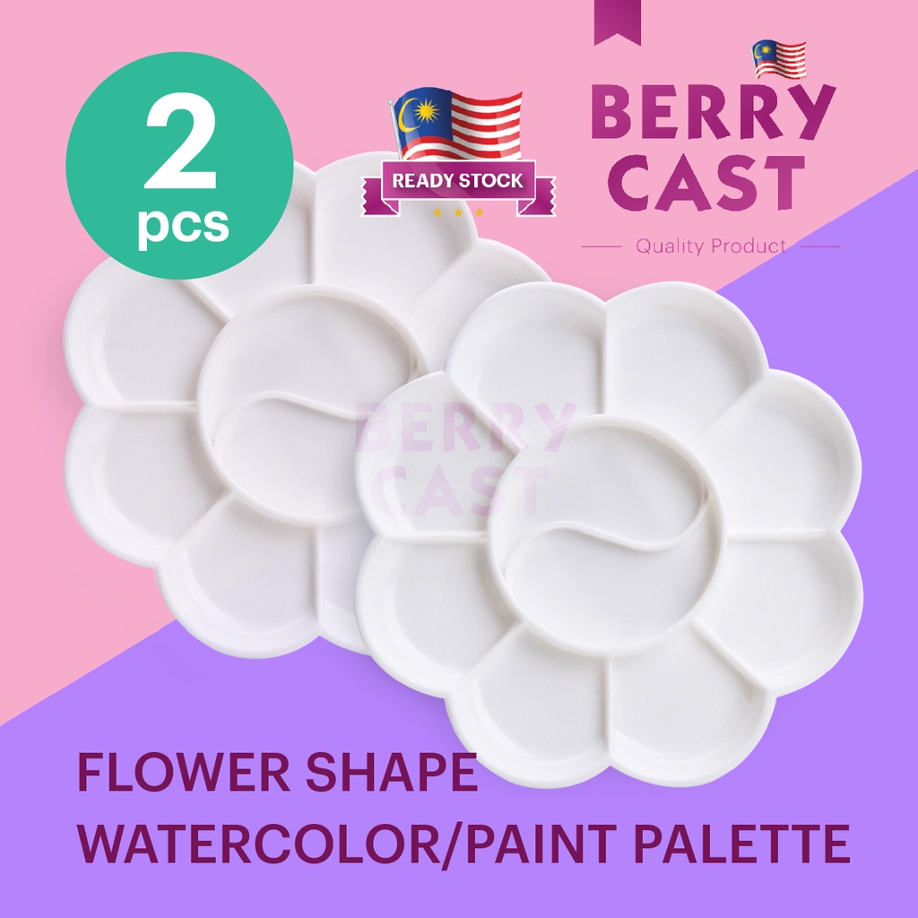 2x Watercolour Mixing Palette Flower Shape Plastic Paint Tray Art Tool 塑料水彩调色盘 Palet Warna Air Ready Stock Berrycast Shopee Malaysia