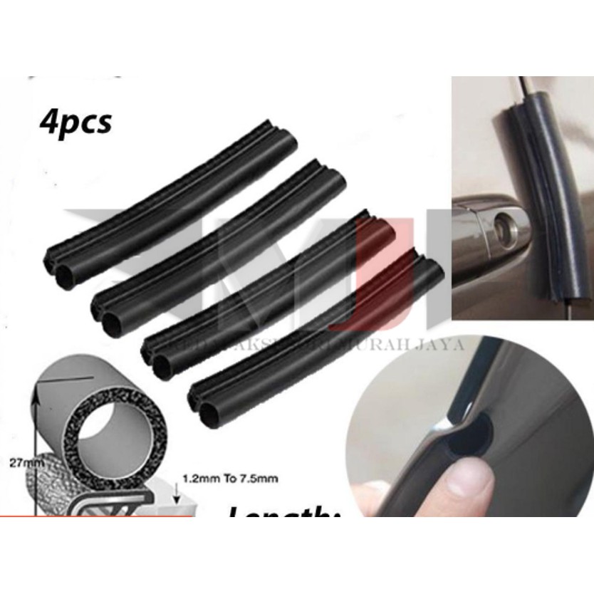 10cm 4pcs Car Rubber Door Protector Guard Trim Seal Lip Deflector Black (10cm) - 4pcs
