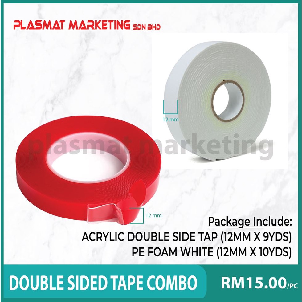 Acrylic Double Sided Tape And Pe Foam White Combo Shopee Malaysia