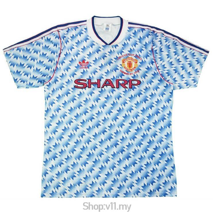 manchester united retro blue jersey