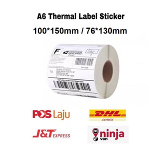 【Sabah】Thermal Paper Shopee A6 Waybill Shipping Label Consignment Note Sticker 76*130mm 100*150mm