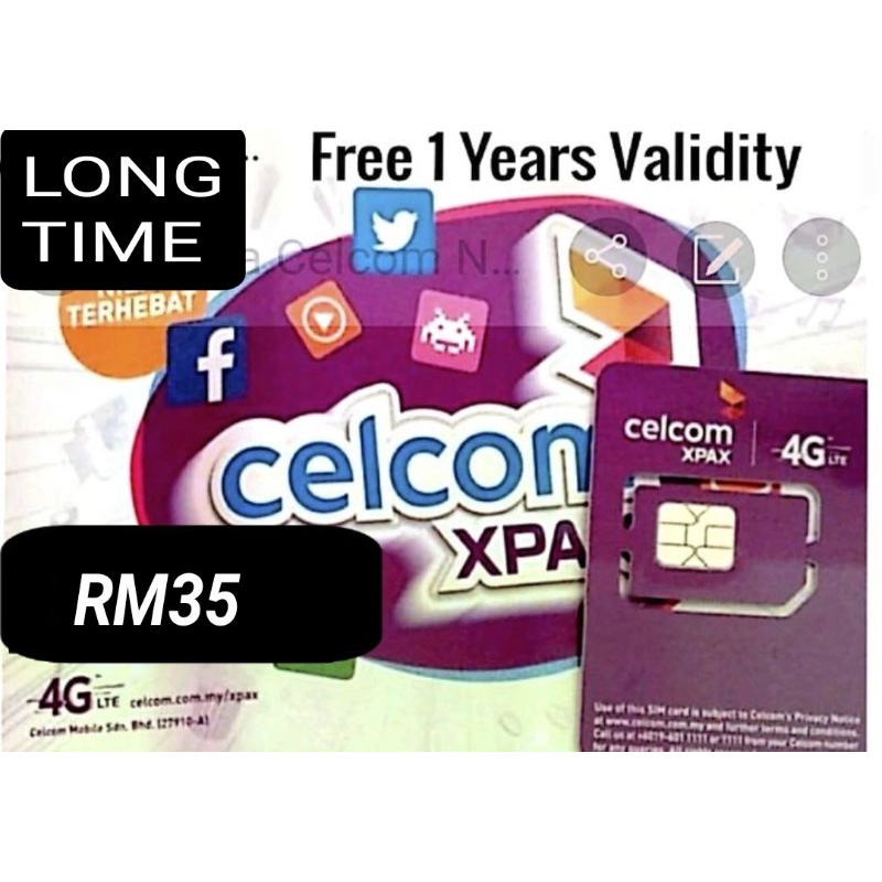 Celcom Network Sim Card 1 Years Validity 20gb Data Limited Time Offer