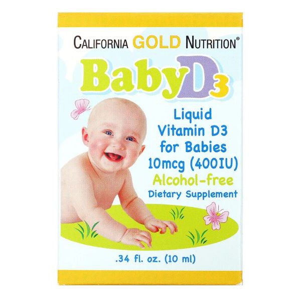 G6PD California Gold Nutrition, Baby Vitamin D3 Drops, 400 IU, .34 fl
