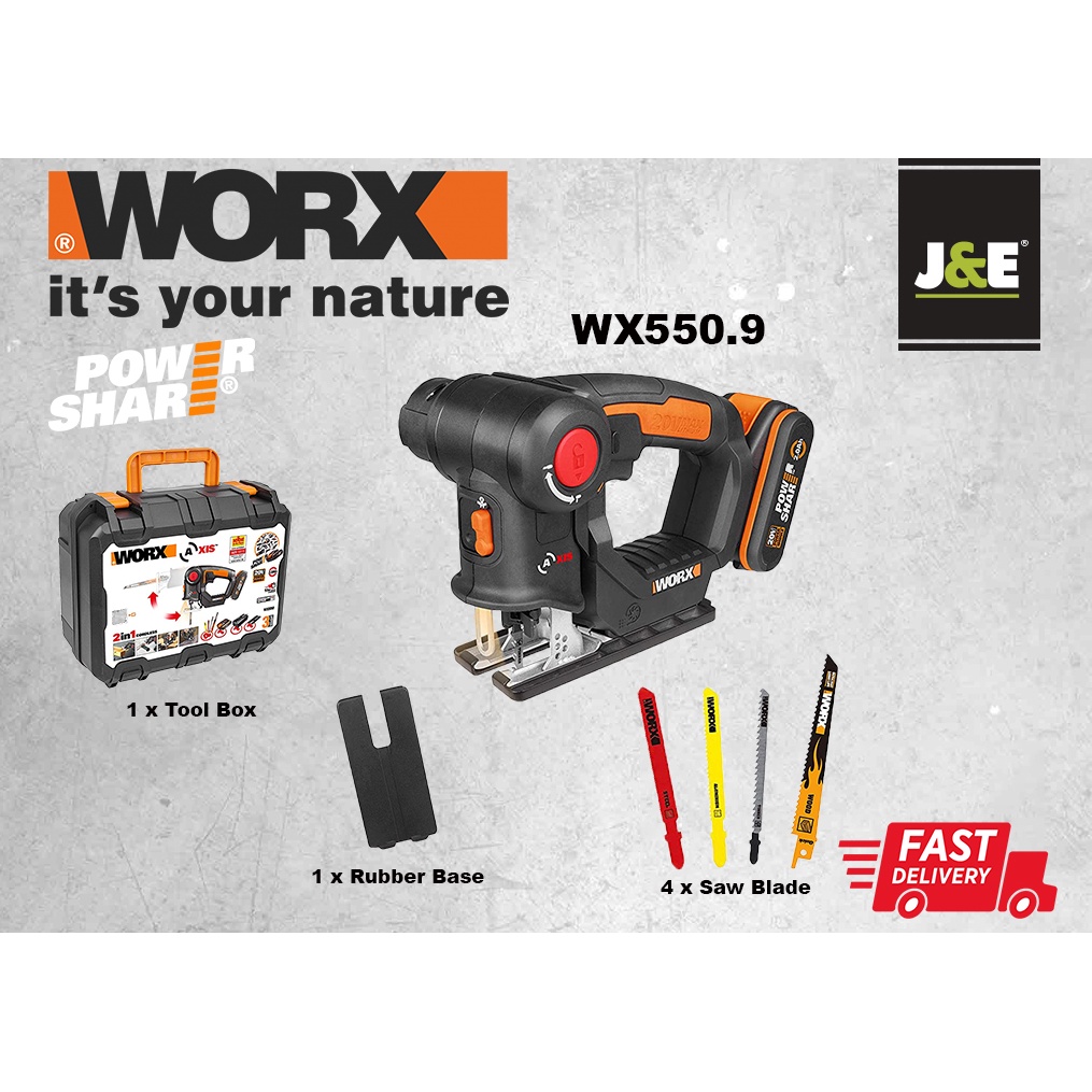 WORX WX550 wx550 2 IN 1 20V MULTI PURPOSE CORDLESS SAW RECIPROCATING