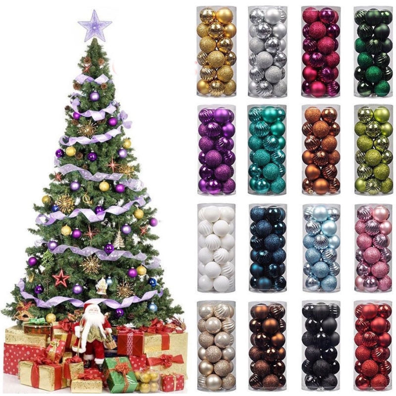 24Pcs 3CM Christmas Ball Ornaments Xmas Tree Baubles +Hooks Decor Home