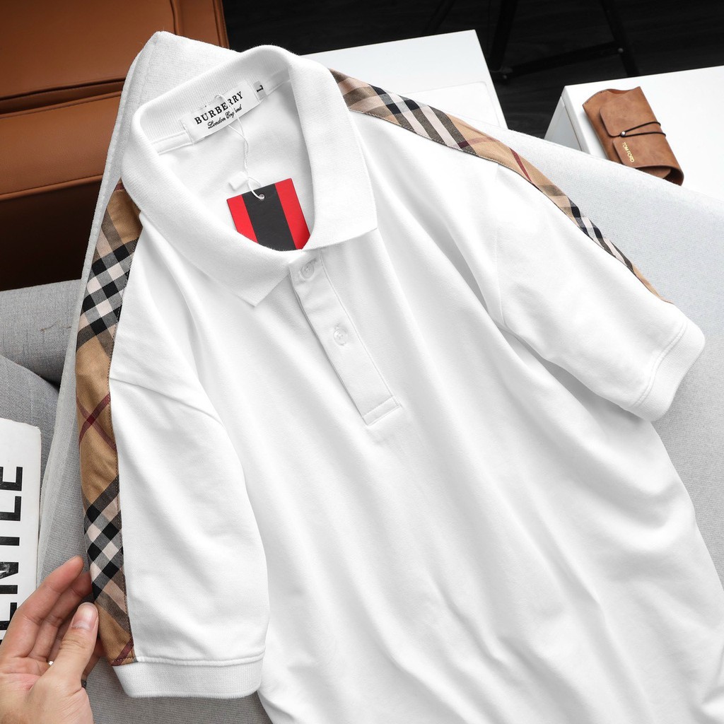 Men's polo Shirt short sleeve Rib Stripe polo Burberry polo Shirt -  Anti-Wrinkle - Absorbent M-XXL | Shopee Malaysia