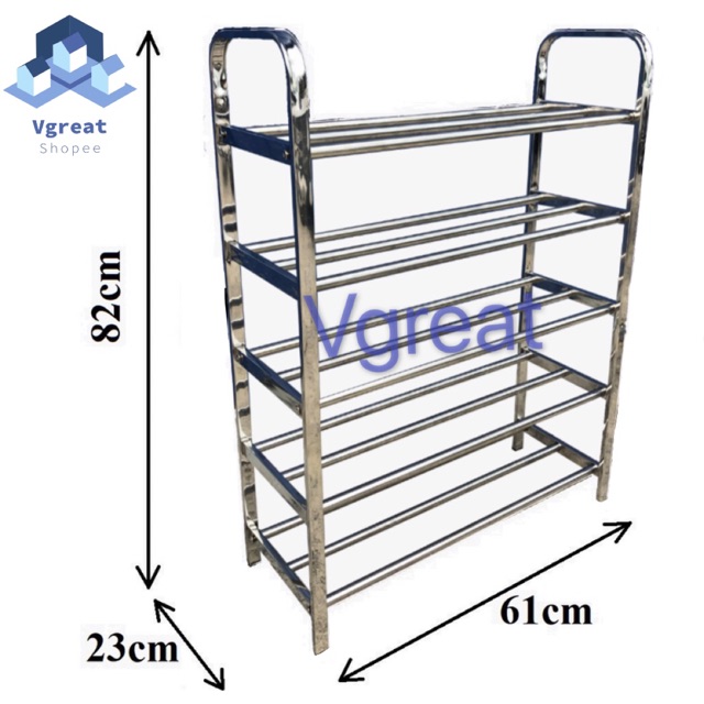 Vgreat Stainless Steel Shoes Rack 5 Tier 4 Tier 6 Tier 7 Tier Shopee Malaysia