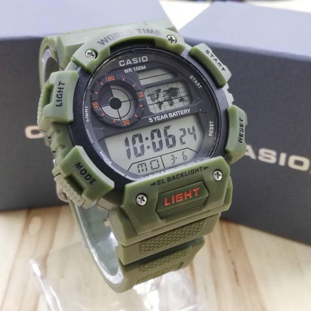 casio world time green