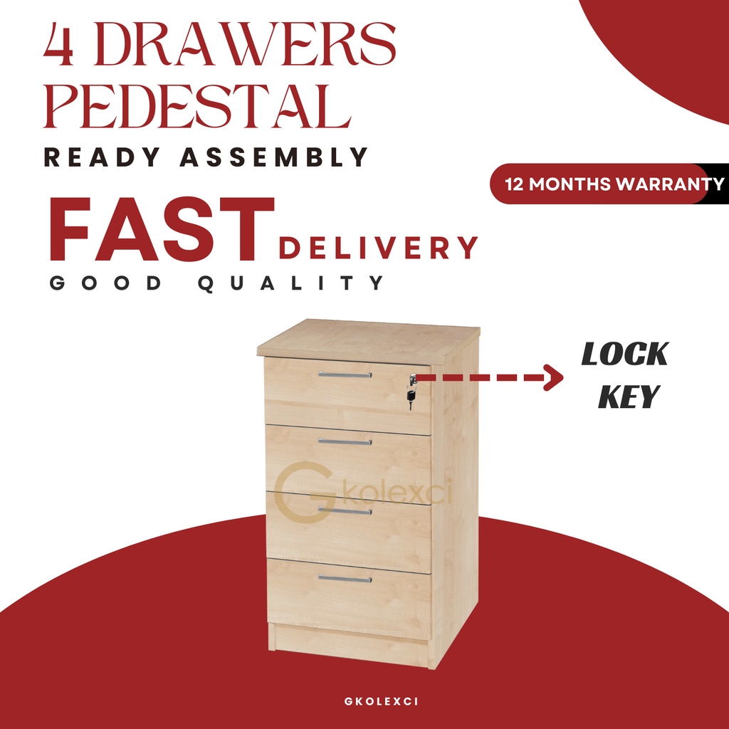 Pedestal 4D/Office 4 Drawers Pedestal/Pedestal 4 Drawers with 1