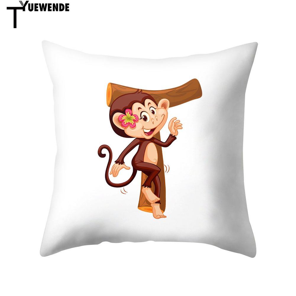 Monkey English Letter Pillow Case Cushion Cover Sofa Bed Car Cafe