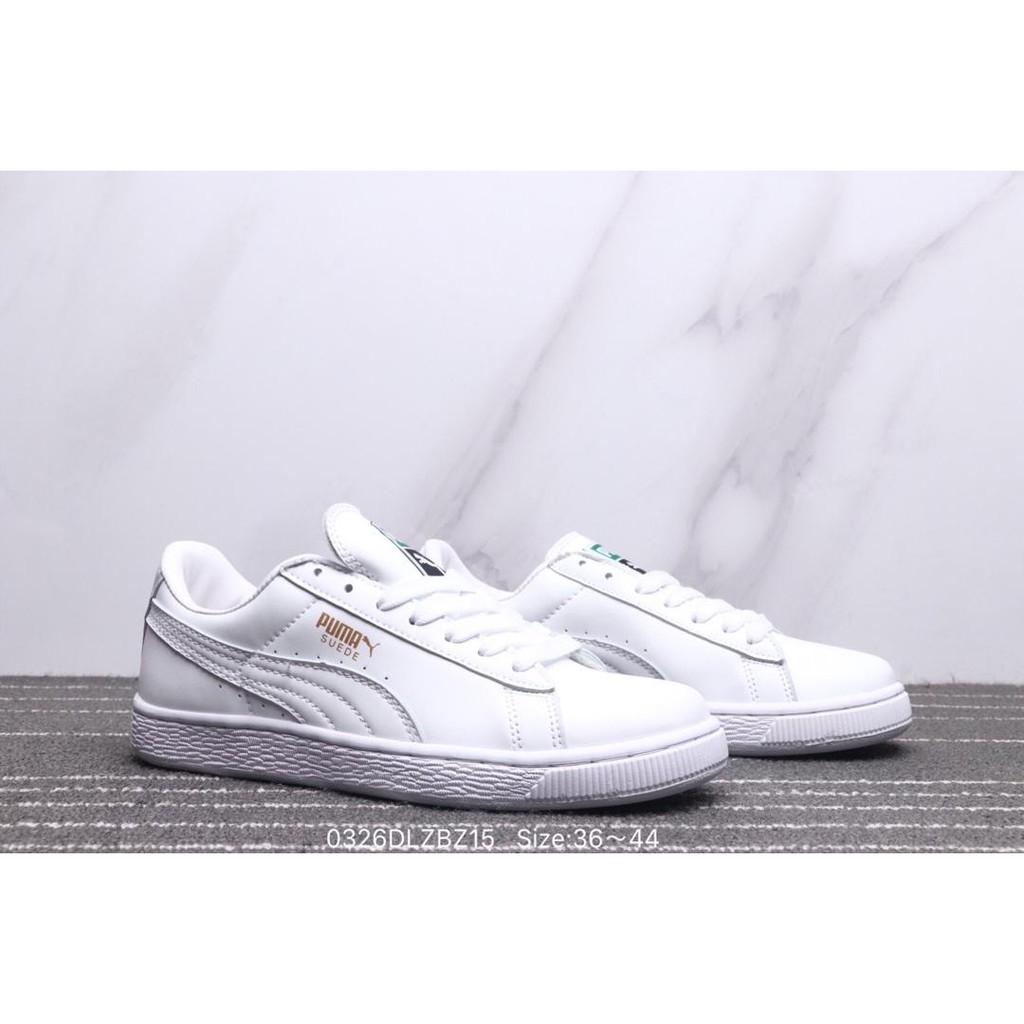 puma leather white shoes