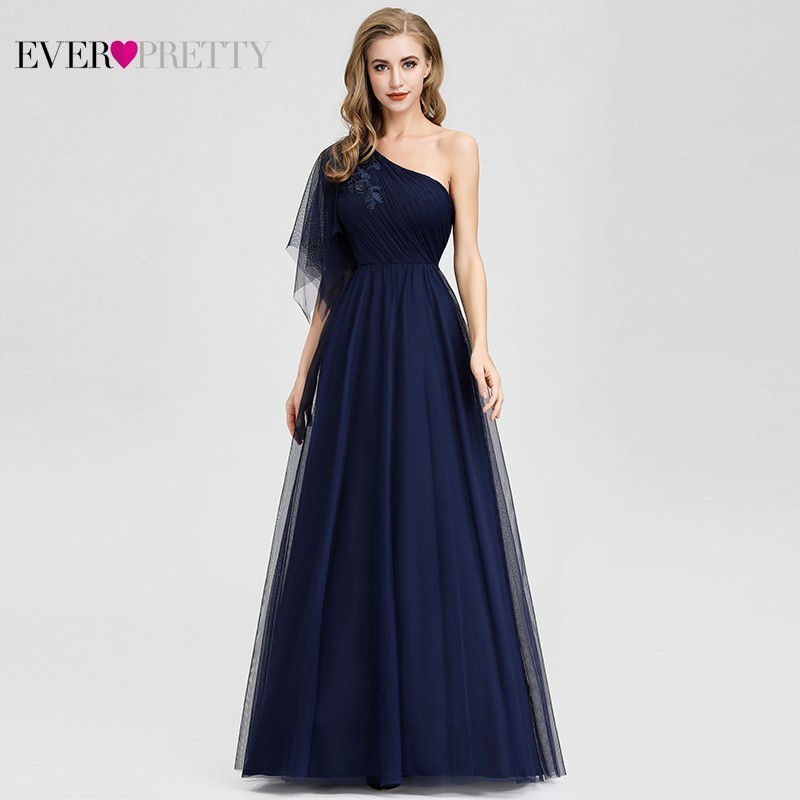 one shoulder long evening dress