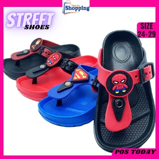 [STREET] Kid's Summer Flip-Flops Slipper Captain Blue Spider Black Shoes Boy Color I Slipper Budak Lelaki Harga Murah