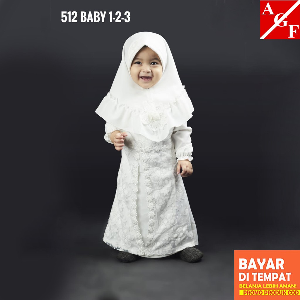 Agnes Robe White Baby Girl Muslim Clothes Newborn Girls Shari 