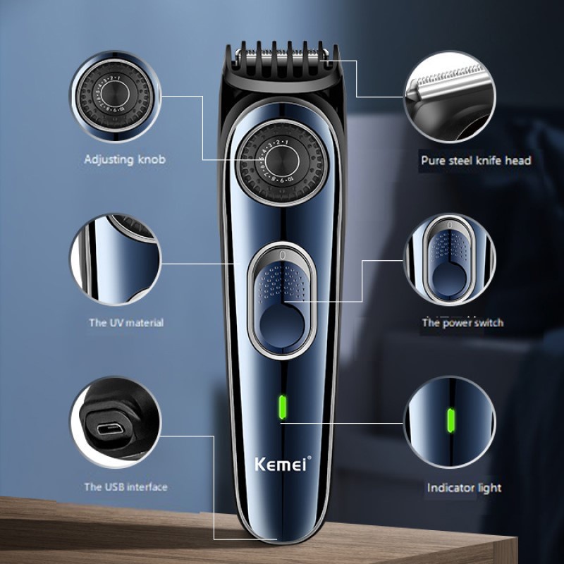 Kemei KM-1256 Personal Fast Cutting Pencukur Rambut Rechargeable Electric Hair Clipper Hair Trimmer
