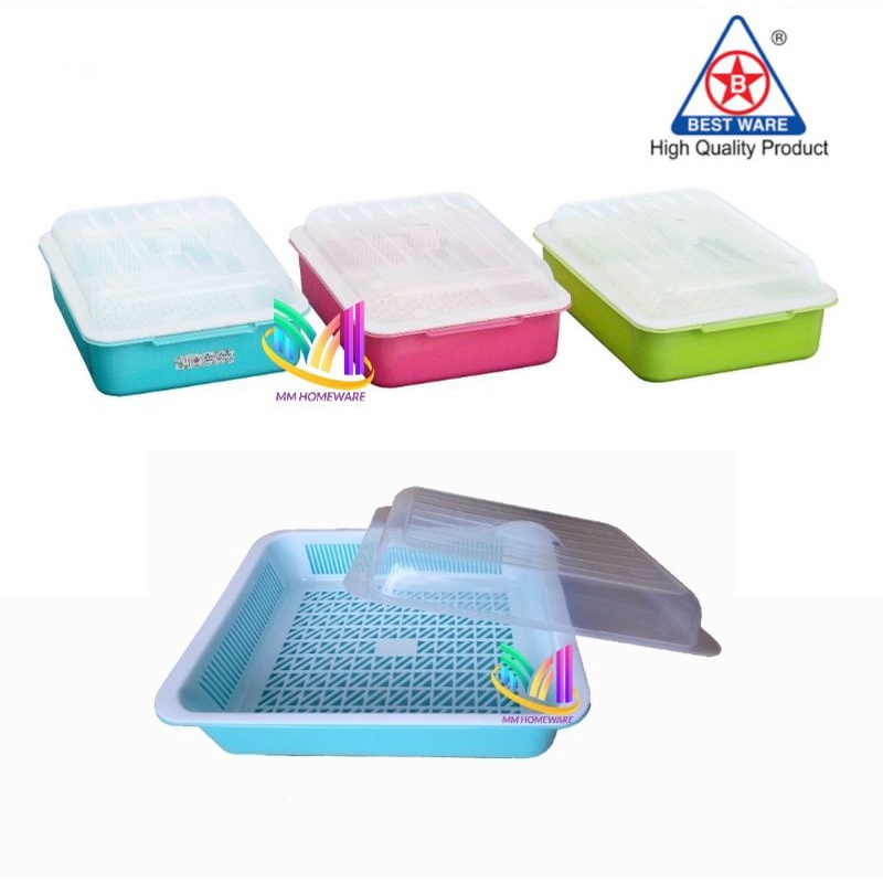 BESTWARE Plastic Serving Tray With Cover / Food Container Storage With