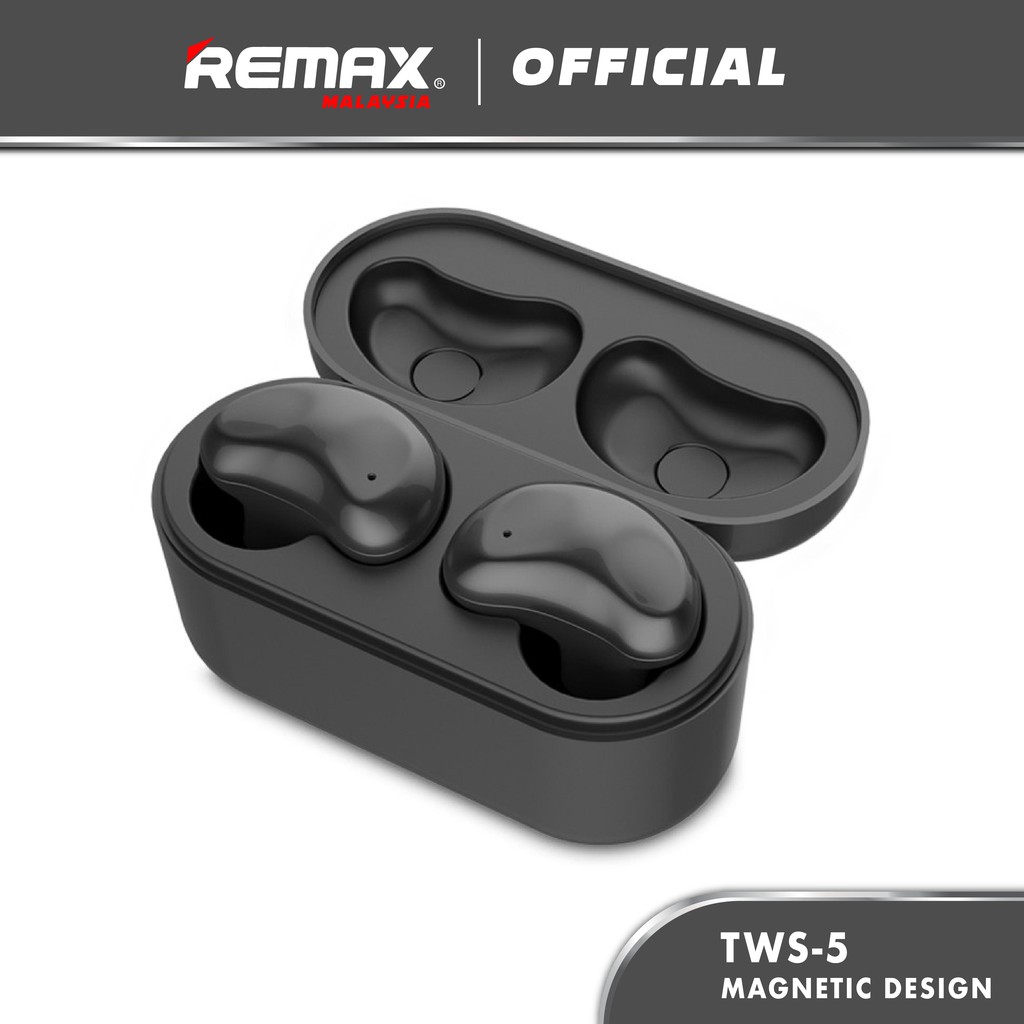 Remax TWS-5 True Wireless V5.0 Bluetooth Stereo Earbuds For Calls & Music With Charging Case