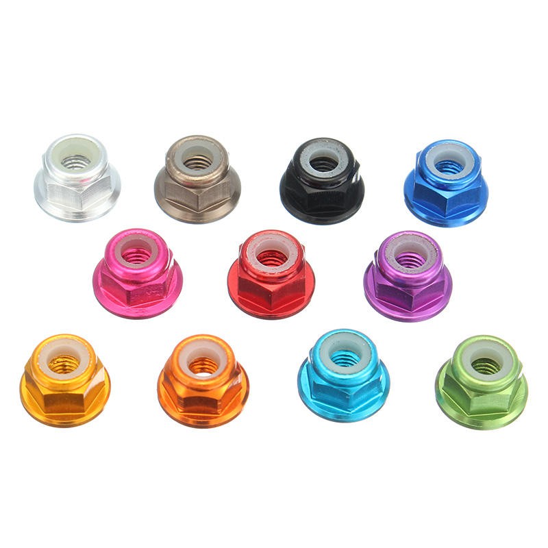 Nylon Flanged Lock for Industrial Nuts M5 Locking Metal Nuts Anodize 10pcs M4 