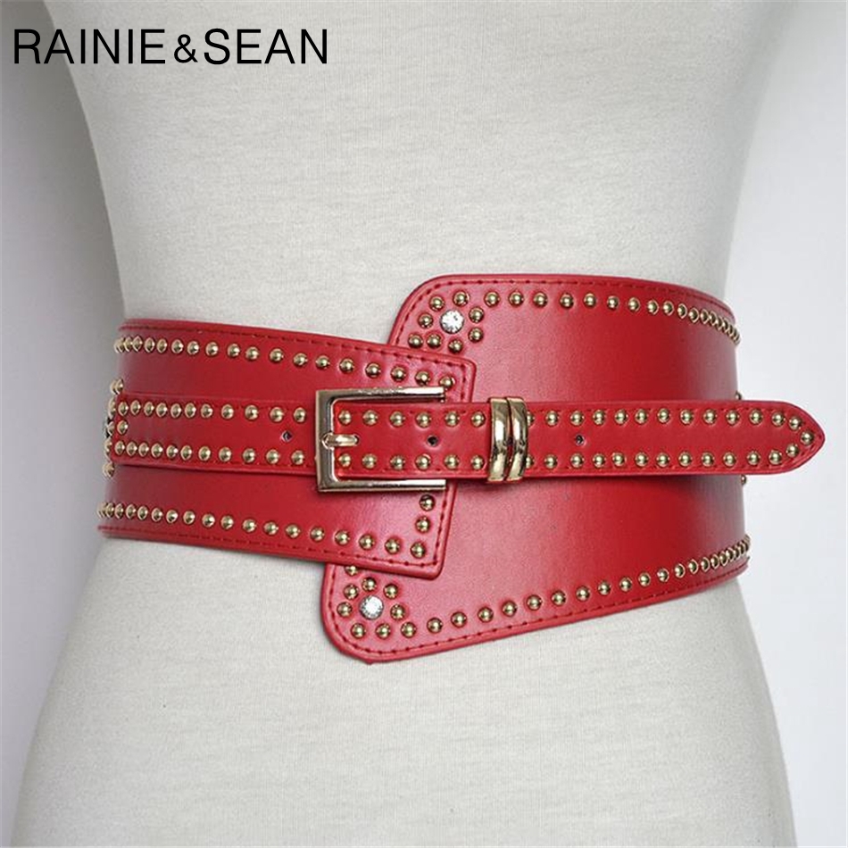 red wide belt for dresses