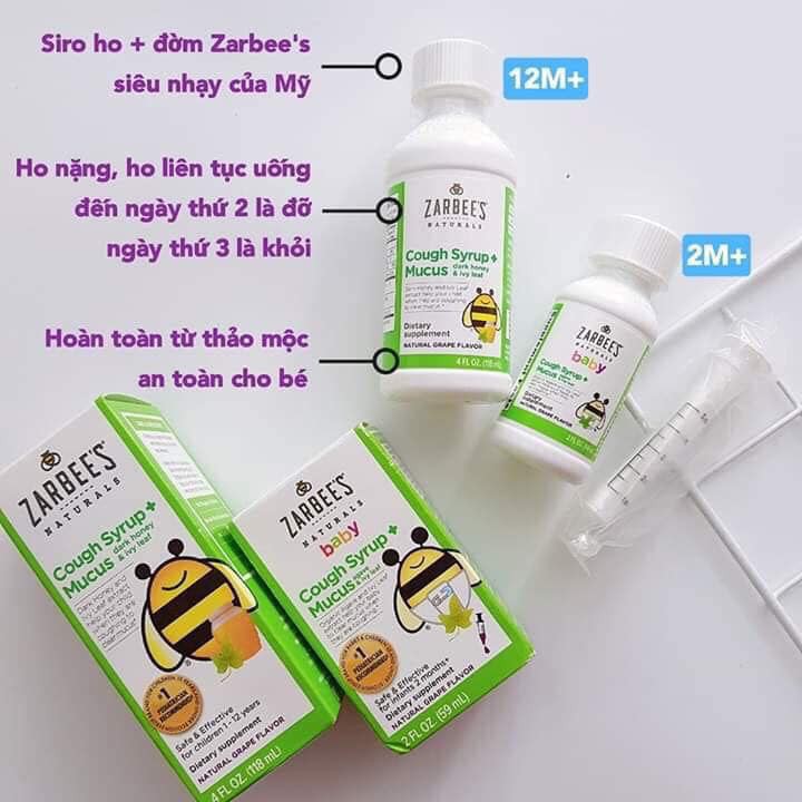 Zarbee's phlegm cough syrup is green for children from 2 months and 1