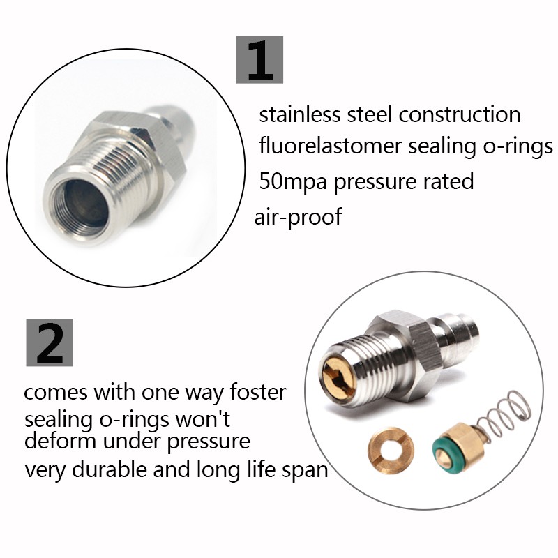 Multi Versatile PCP Stainless Steel Quick Coupler 8MM M10x11/8NPT 1/8BSPP Male Plug Valve Car Bike Motorcyc - Image 3