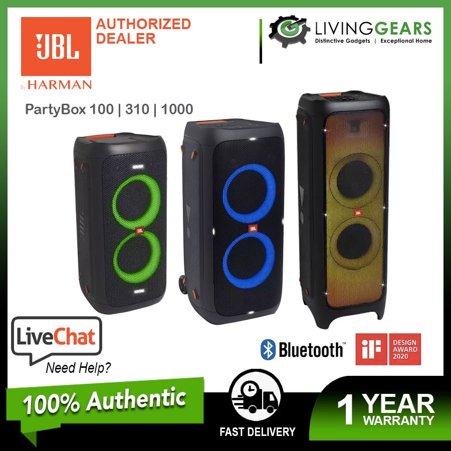 Original Jbl Partybox 100 300 1000 Bluetooth Portable Party Speaker With Light Effects Shopee Malaysia