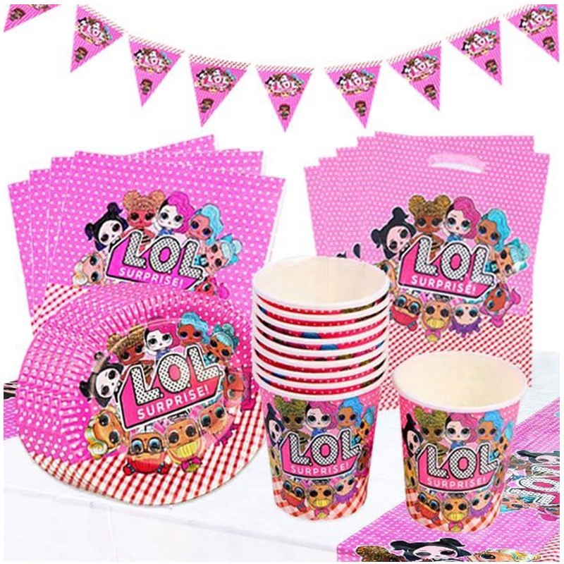 LOL Surprise 108cm*180cm Pink Table Cloth Dolls Happy Birthday Party