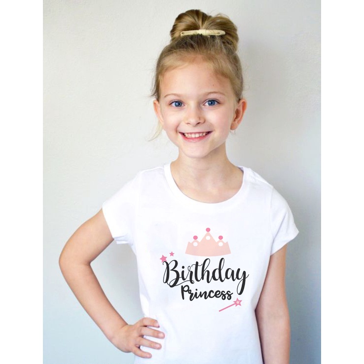 Birthday Princess T Shirt Funny Shirts Girls Game Clothes Kids Short Sleeve T-shirt Teen Casual Shirt 2022 New O-neck Fashion Children Tshirt Girl Party White Tees Tops